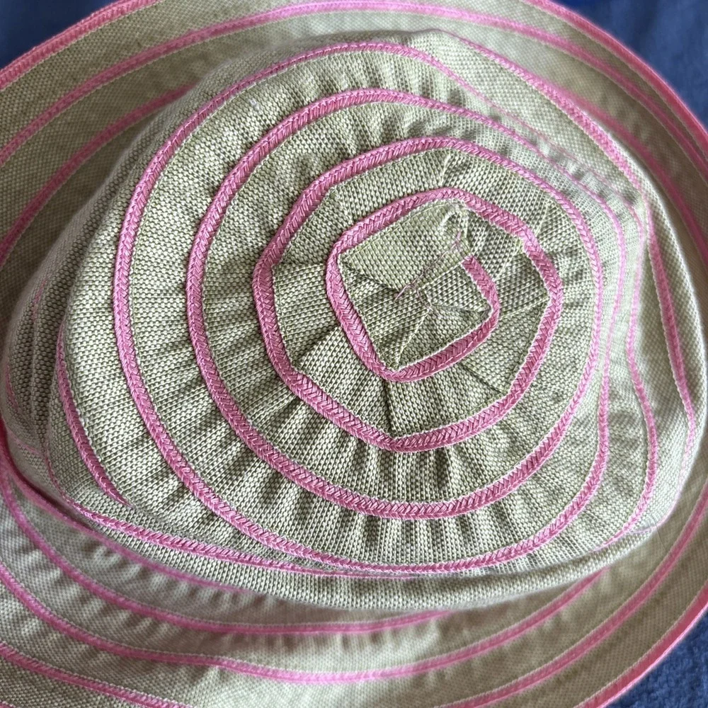 FERRUCCIO VECCHI Hat Beige Khaki Pink Vintage Italy Rare